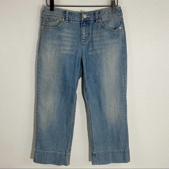Tommy Hilfiger Wide Leg Capri Jeans Women's Size 8 High-Rise Light Wash Denim - Picture 1 of 11